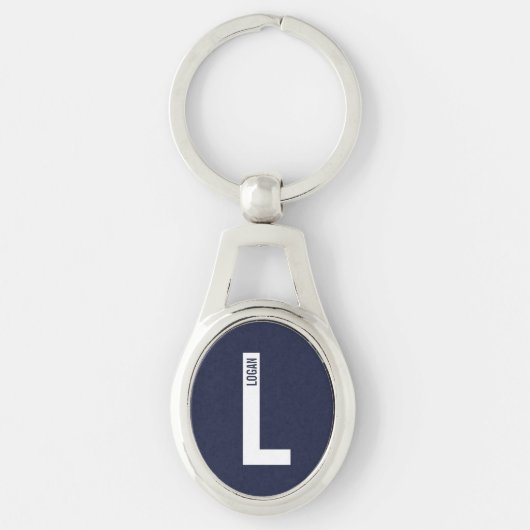 Moderne Gepersonaliseerde Krachtige Monogram en Na Sleutelhanger (Voorkant)