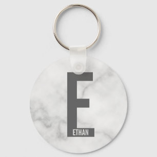 Moderne Gepersonaliseerde Krachtige Monogram en Na Sleutelhanger