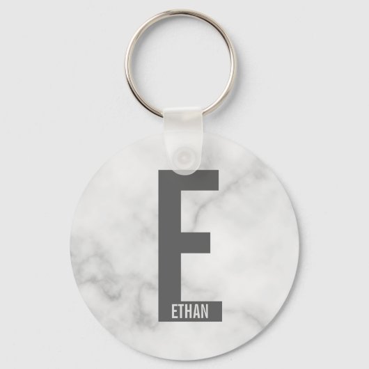 Moderne Gepersonaliseerde Krachtige Monogram en Na Sleutelhanger (Voorkant)