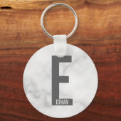 Moderne Gepersonaliseerde Krachtige Monogram en Na Sleutelhanger (Voorkant)