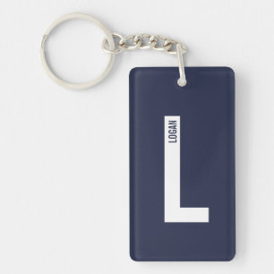 Moderne Gepersonaliseerde Krachtige Monogram en Na Sleutelhanger