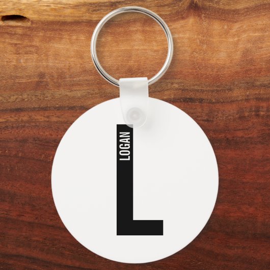 Moderne Gepersonaliseerde Krachtige Monogram en Na Sleutelhanger (Voorkant)