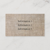Moderne gepersonaliseerde linnen kraft visitekaartje (Achterkant)