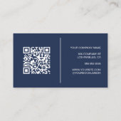 Moderne gepersonaliseerde Logo QR Navy Blue Visitekaartje (Achterkant)