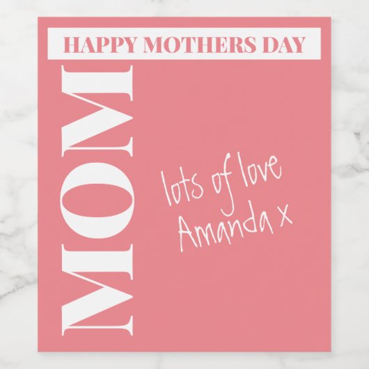 Moderne gepersonaliseerde mam wijn etiket (Enkel label)