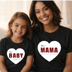 Moderne Gepersonaliseerde Mama Hart T-Shirt