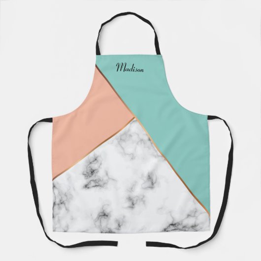 Moderne gepersonaliseerde marmeren perzik Mint Gir Schort (Voorkant)