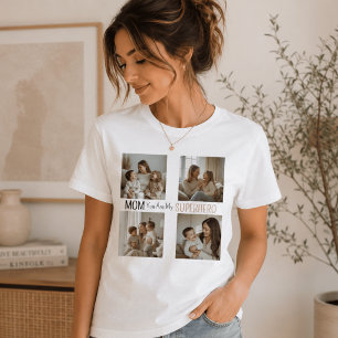 Moderne Gepersonaliseerde Moeder Superheld Foto Co T-shirt