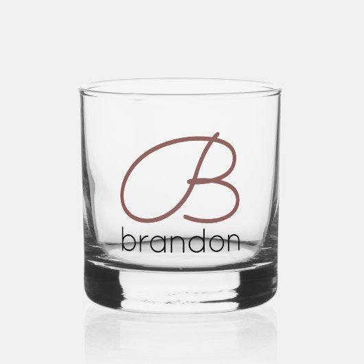 Moderne gepersonaliseerde Monogram Cocktail Drinkw Whisky Glas (Voorkant)