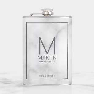 Moderne gepersonaliseerde monogram en naam bruidsj heupfles