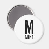 Moderne gepersonaliseerde monogram en naam magneet (Voorkant / Achterkant)