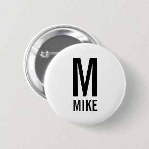 Moderne gepersonaliseerde monogram en naam ronde button 5,7 cm