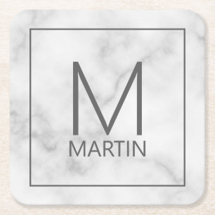 Moderne gepersonaliseerde monogram en naam vierkante kartonnen onderzetter
