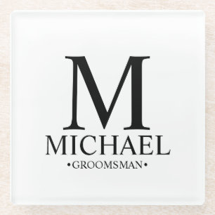 Moderne gepersonaliseerde monogram- en naamakreel glazen onderzetter