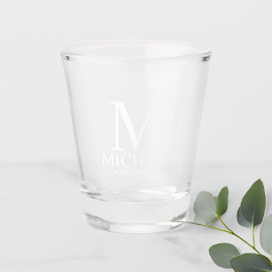 Moderne gepersonaliseerde monogram- en naamakreel shot glas