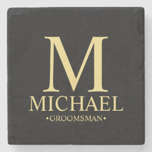 Moderne gepersonaliseerde monogram- en naamakreel stenen onderzetter