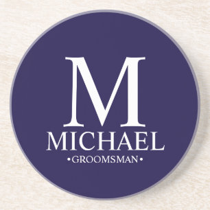 Moderne gepersonaliseerde monogram- en naamakreel zandsteen onderzetter