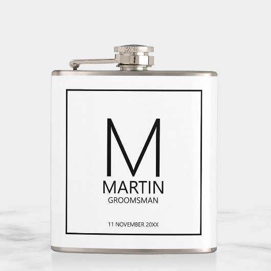 Moderne gepersonaliseerde monogram en naambordjes heupfles