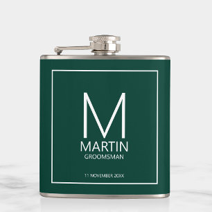 Moderne gepersonaliseerde monogram en naambordjes heupfles