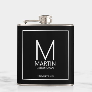 Moderne gepersonaliseerde monogram en naambordjes heupfles