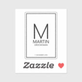 Moderne gepersonaliseerde monogram en naambordjes sticker (Vel)