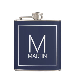 Moderne gepersonaliseerde monogram- en naamfles heupfles