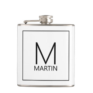 Moderne gepersonaliseerde monogram- en naamfles heupfles