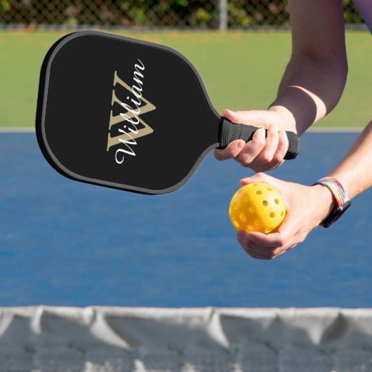 Moderne gepersonaliseerde monogramscript pickleball paddle (Insitu)