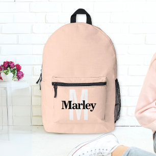 Moderne gepersonaliseerde naam Bold Blush Pink Bedrukte Rugzak