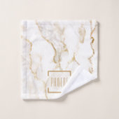 Moderne Gepersonaliseerde Naam Gouden Effect Marme Bad Handdoek (Wasdoekje)