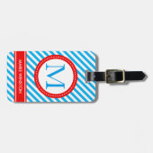 moderne gepersonaliseerde naam monogram gestript r bagagelabel (Voorkant horizontaal)