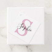 Moderne gepersonaliseerde naam Monogram roze Bedankjes Labels (In situ)