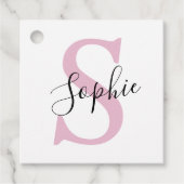 Moderne gepersonaliseerde naam Monogram roze Bedankjes Labels (Voorkant)