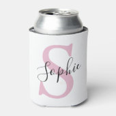 Moderne gepersonaliseerde naam Monogram roze Blikjeskoeler (Blikje Voorkant)