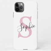 Moderne gepersonaliseerde naam Monogram roze iPhone Hoesje (Achterkant)