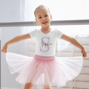 Moderne gepersonaliseerde naam Monogram roze Kinder Shirts