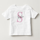Moderne gepersonaliseerde naam monogram roze kinder shirts (Voorkant)