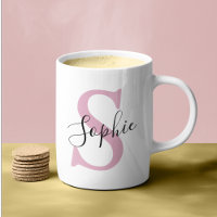 Moderne gepersonaliseerde naam Monogram roze