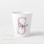 Moderne gepersonaliseerde naam Monogram roze Latte Mok (Voorkant)