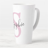 Moderne gepersonaliseerde naam Monogram roze Latte Mok (Rechterhoek)