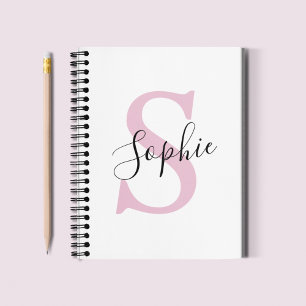Moderne gepersonaliseerde naam Monogram roze Notitieboek