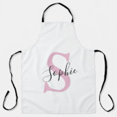 Moderne gepersonaliseerde naam Monogram roze Schort (Voorkant)