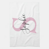 Moderne gepersonaliseerde naam Monogram roze Theedoek (Verticaal)