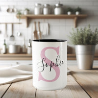 Moderne gepersonaliseerde naam monogram roze
