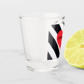 Moderne gepersonaliseerde naam zwart wit gestreept shot glas (Links)