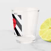 Moderne gepersonaliseerde naam zwart wit gestreept shot glas (Rechts)