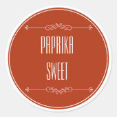 Moderne gepersonaliseerde paprika zoete rode witte ronde sticker (Voorkant)