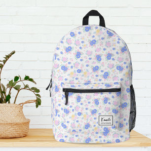 Moderne gepersonaliseerde pastel coquette bloemmot bedrukte rugzak