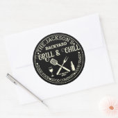 Moderne gepersonaliseerde pitmaster naam Circle Lo Ronde Sticker (Envelop)