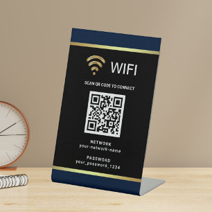 Moderne gepersonaliseerde QR-code Wifi-netwerkwach Reclamebord Met Voetstuk
